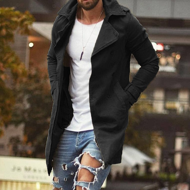 C6 | Luxury Men's Trench Coat Mid Length Windbreaker