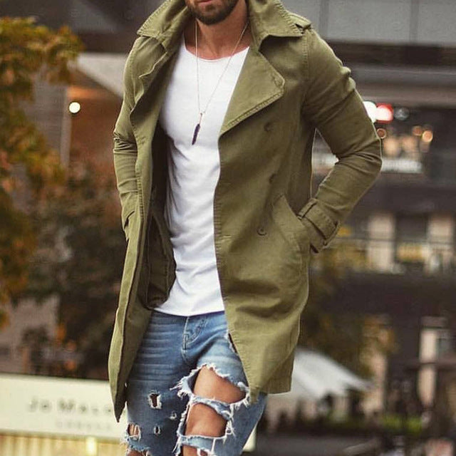 C6 | Luxury Men's Trench Coat Mid Length Windbreaker